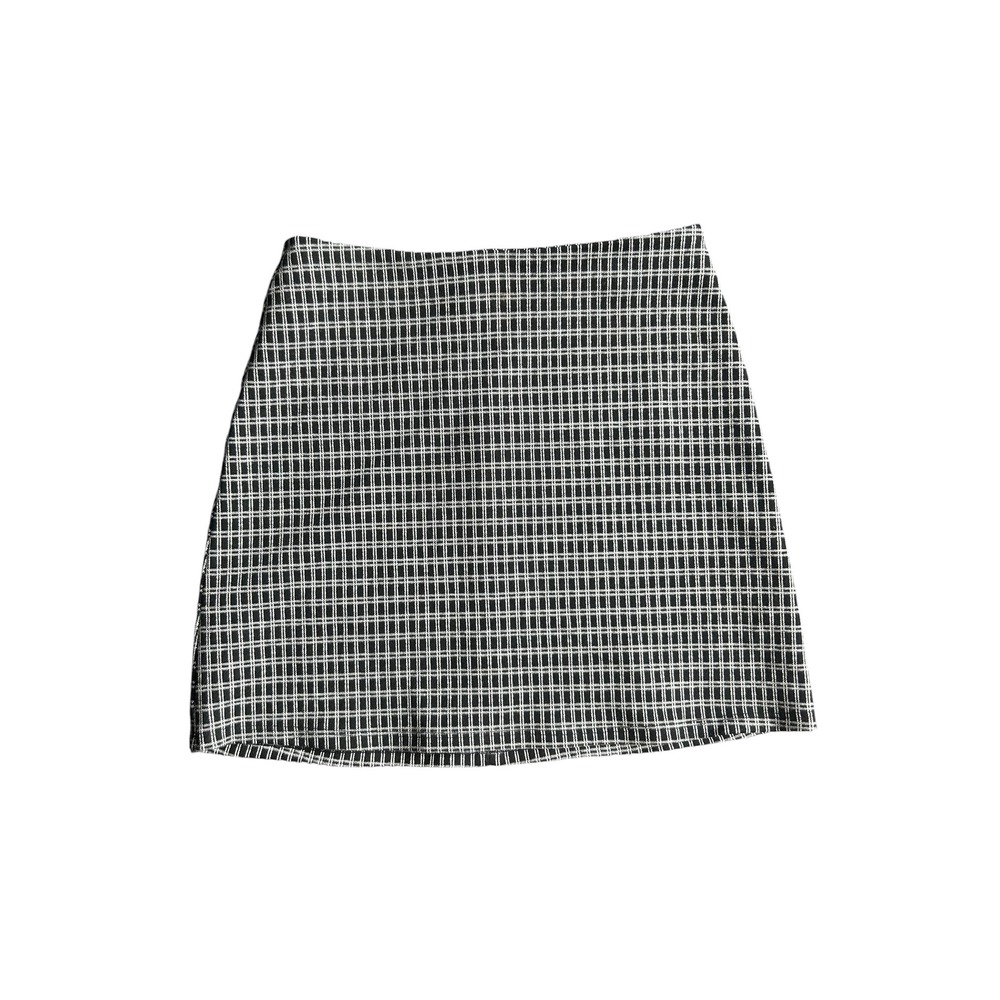 Reformation Black White Grid Plaid Mini Skirt Size 2 A-Line High Waist Check